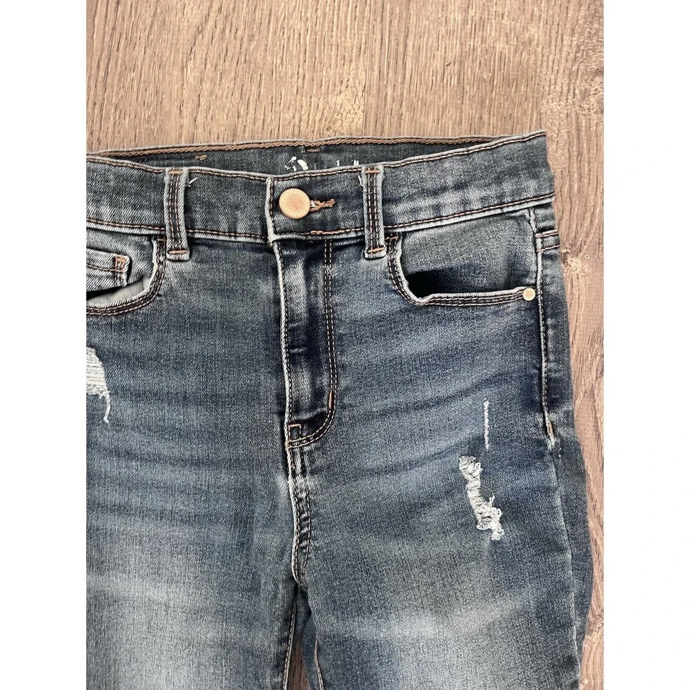 Girls Medium Wash Denim Skinny Pants Distressed 10 Slim STRECH